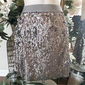 Chelsea & Violet Beaded Silver Mini Skirt